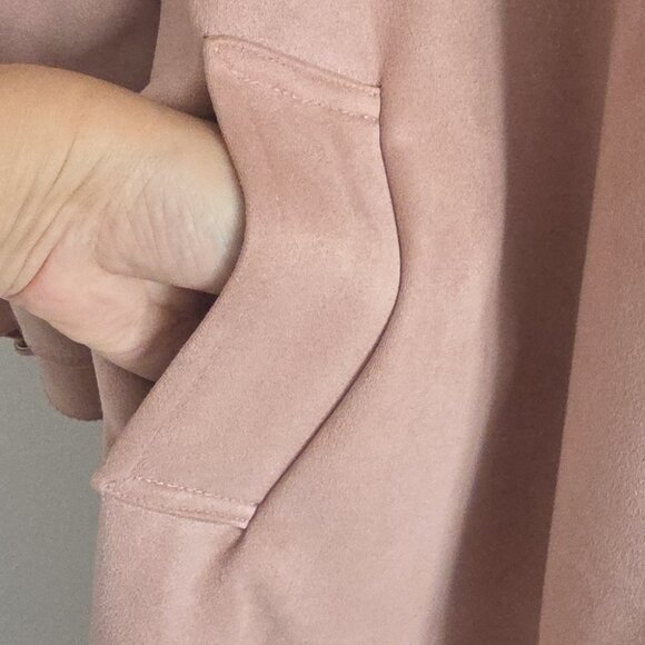 MAGASCHONI | Faux Suede Leather Trench Coat Jacket Blush Pink Sz M - Picture 8 of 8